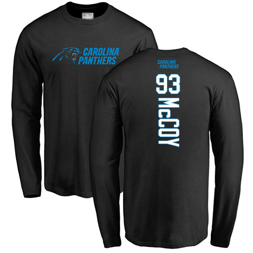 Carolina Panthers Men Black Gerald McCoy Backer NFL Football #93 Long Sleeve T Shirt->nfl t-shirts->Sports Accessory